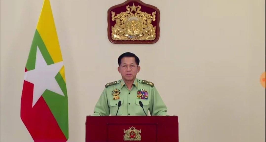 Image result for Myanmar's military leader makes first national address since coup, vows free election