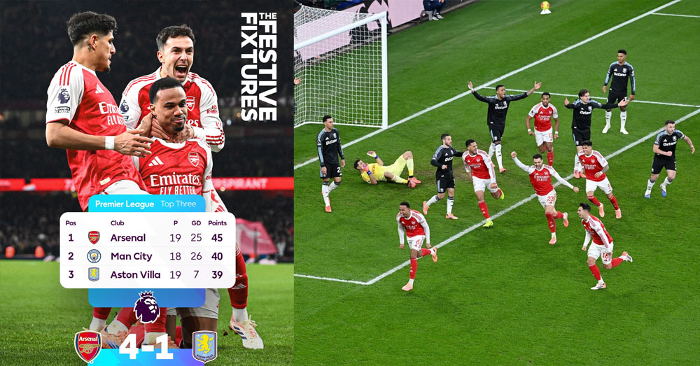 ម្ចាស់ពានមាស២០០៤ Arsenal បំបាក់ចង្គូម Aston ឱ្យស្គាល់ចាញ់មុនចូលឆ្នាំថ្មី២០២៦