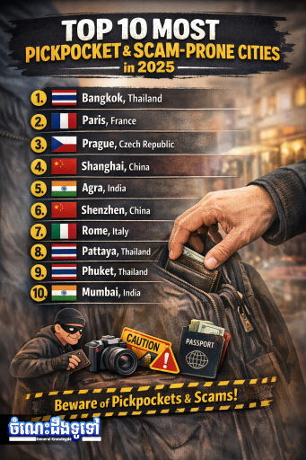 ចំណេះដឹងទូទៅ៖ មកស្គាល់ ១០ទីក្រុង ដែលមានការបុកហោប៉ៅ ហើយងាយនឹងរងការបោកប្រាស់ខ្លាំងបំផុត ក្នុងឆ្នាំ២០២៥