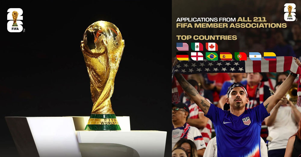FIFA ទទួលបានសំណើសុំទិញសំបុត្រ World Cup 2026 ជាងកន្លះពាន់លាន ត្រឹមរយៈពេល ៣៣ថ្ងៃ