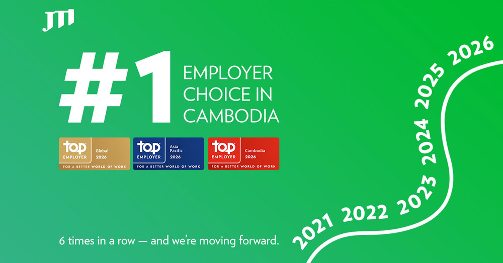 ក្រុមហ៊ុន ជេធីអាយ ត្រូវបានទទួលស្គាល់ជានិយោជកឆ្នើម ក្នុងរយៈពេល ៦ឆ្នាំជាប់គ្នា