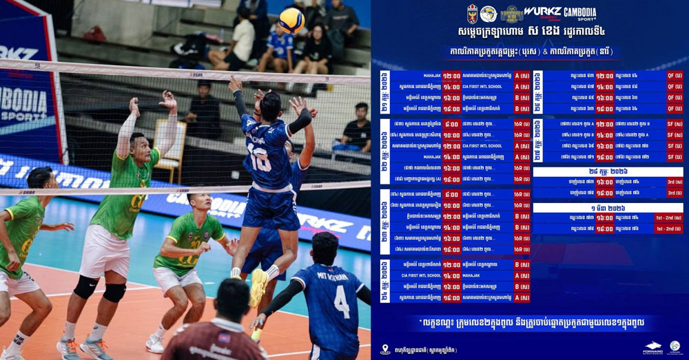 ពានរង្វាន់បាល់ទះសម្ដេចក្រឡាហោម ស ខេង រកឃើញក្រុមឡើងវគ្គ ១៦ក្រុមចុងក្រោយ