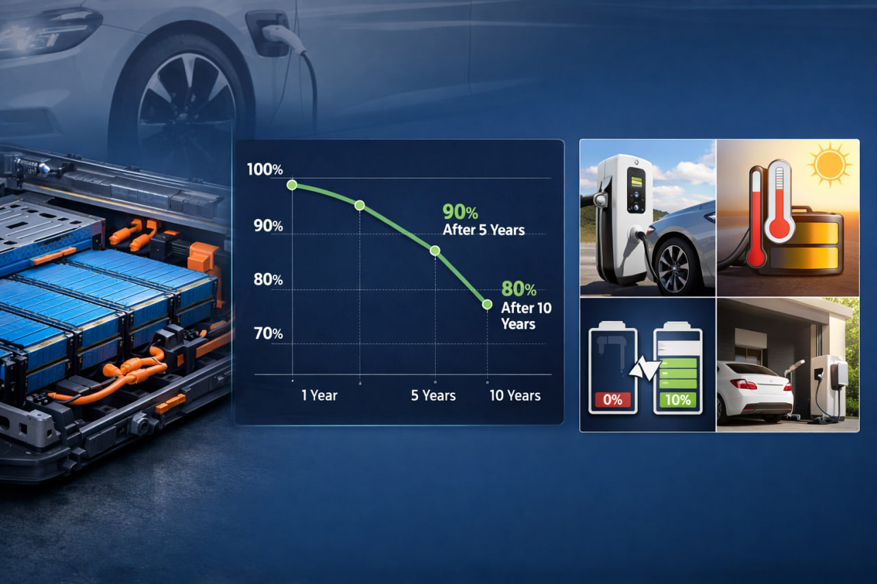 ចំណេះដឹងរថយន្ត EV ! ការសិក្សាជាក់ស្តែងទ្រង់ទ្រាយធំ ចំពោះអាគុយរថយន្តអគ្គិសនី គឺមានអាយុកាលប្រើប្រាស់យូរ តែមានផលប៉ះពាល់គុណភាព ២%ក្នុងរយៈពេល ១ឆ្នាំ អាស្រ័យអ្នកប្រើប្រាសតាមទម្លាប់សាក