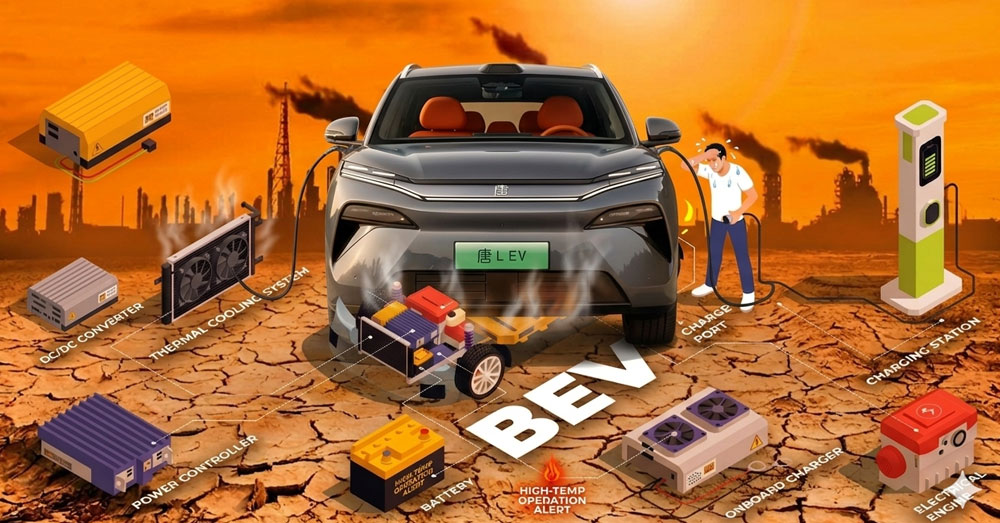 ចំណេះដឹង EV! តើការសាកថ្មឡានអគ្គិសនីក្រោមពន្លឺថ្ងៃក្ដៅខ្លាំង មានហានិភ័យអ្វីខ្លះ? តិចនិកគួរយល់ដឹងដើម្បីរក្សាអាយុកាលថ្មឱ្យបានយូរ