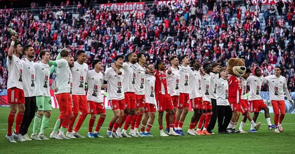 Bayern ត្រូវបានប្រកាសជាជើងឯកលីគ Bundesliga និងស្ថិតលើផ្លូវឈ្នះពាន៣ រដូវកាលនេះទៀតផង
