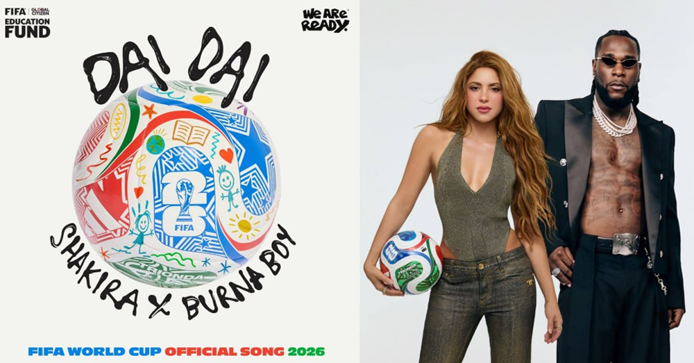 FIFA ប្រកាសចេញបទចម្រៀងរួមគ្នាដំបូងរវាង Shakira និង Burna Boy ចំណងជើង «Dai Dai» សម្រាប់ព្រឹត្តិការណ៍ World Cup 2026 ក្នុងគោលបំណងមនុស្សធម៌រៃអង្គាសប្រាក់ ១០០លានដុល្លារ