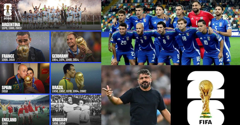 គួរឱ្យស្តាយ! ៧ក្រុមជើងឯក World Cup បានមកជុំគ្នាអស់ហើយ នៅឡើយតែអ៉ីតាលី ១គត់ មិនបានមក