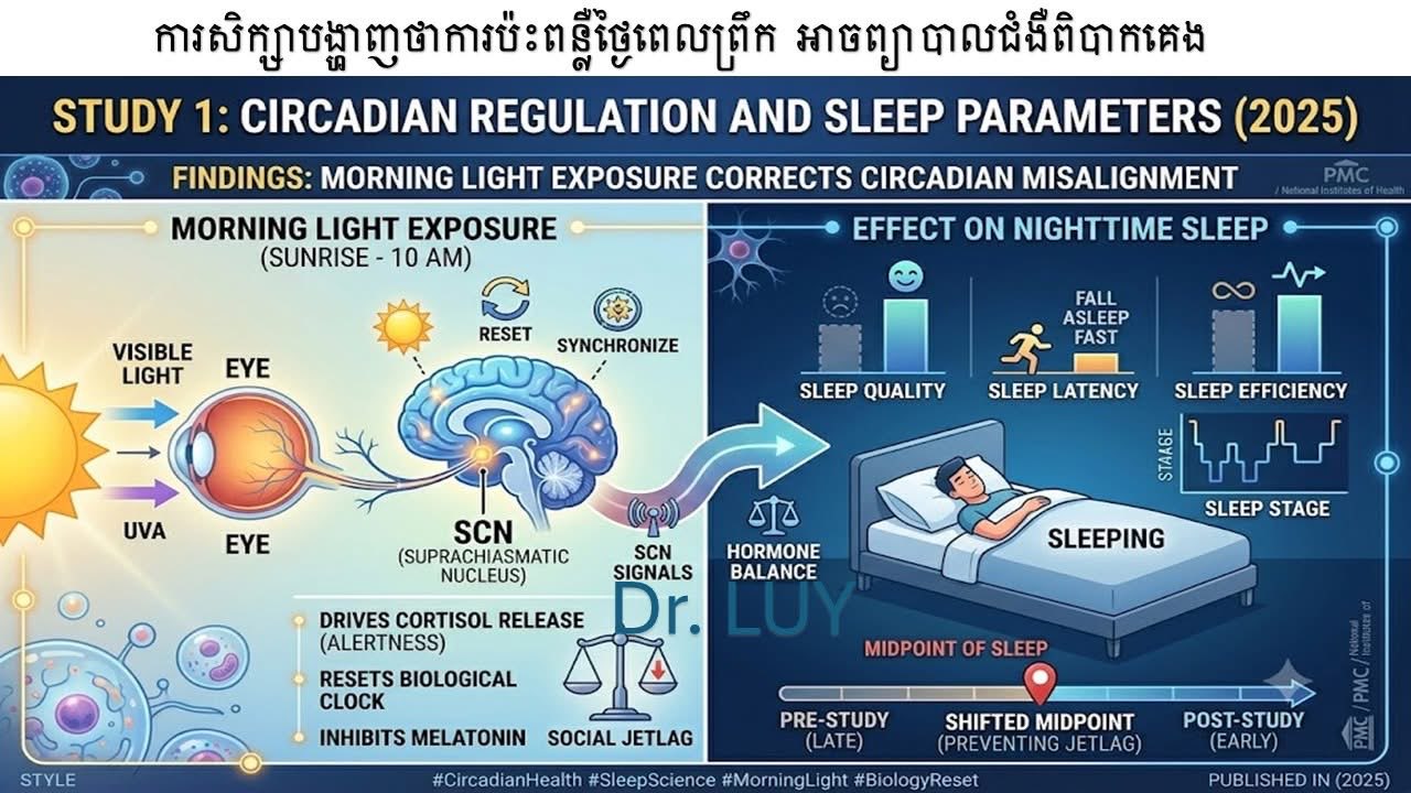 ចំណេះដឹងទូទៅ៖ ការសិក្សាបង្ហាញថា ការប៉ះពន្លឺថ្ងៃពេលព្រឹក អាចព្យាបាលជំងឺពិបាកគេង