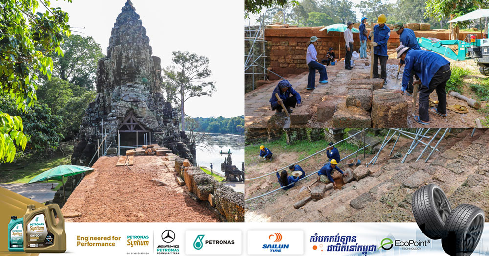 គម្រោងជួសជុលជញ្ជាំងជ្រុងខាងលិច ខ្លោងទ្វារទន្លេអុំសម្រេចបាន៨០ភាគរយហើយ