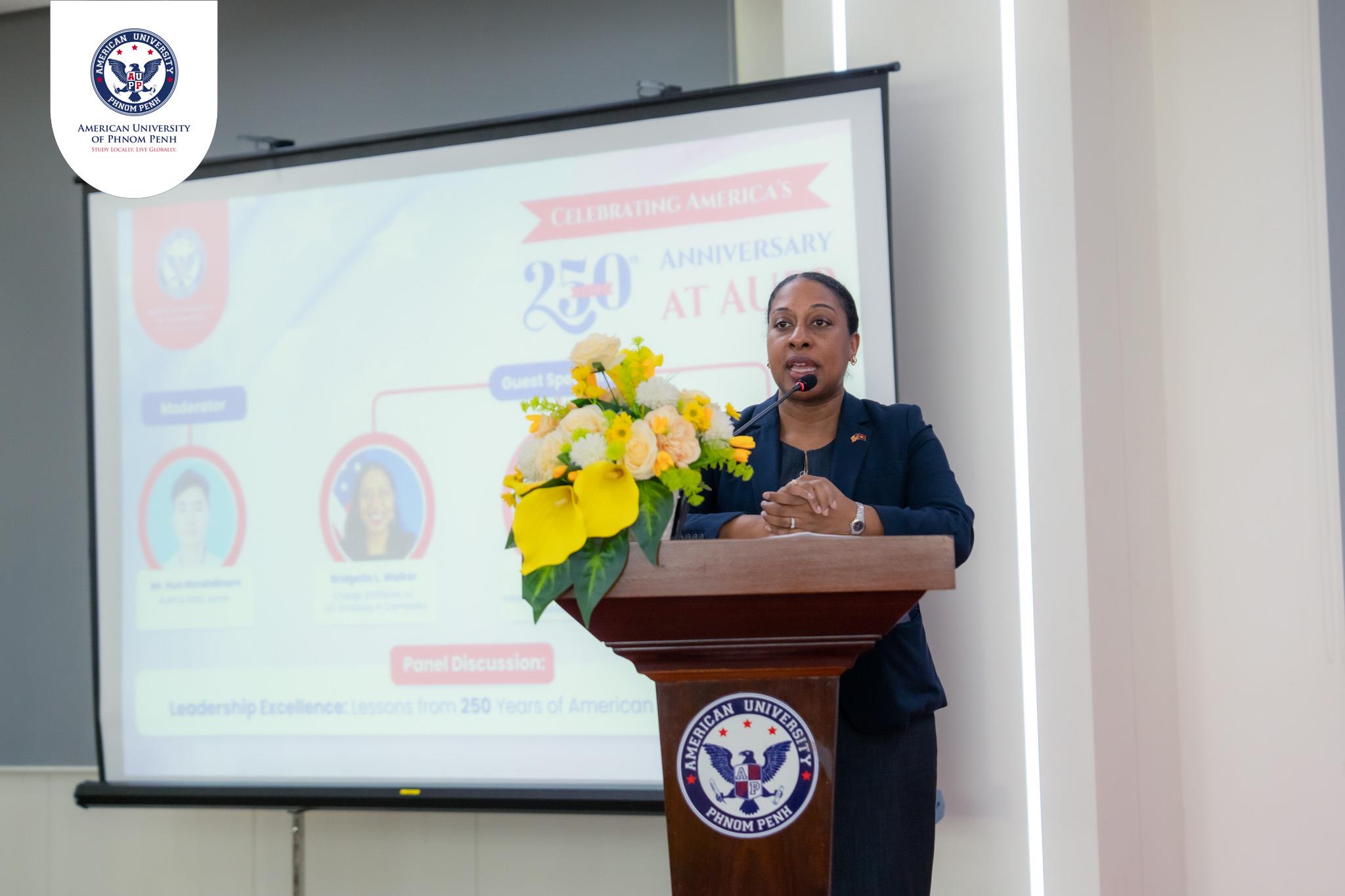 សាកលវិទ្យាល័យ AUPP និងស្ថានទូតអាមេរិកប្រចាំកម្ពុជា រៀបចំកម្មវិធីពិភាក្សាអំពីឧត្តមភាពភាពជាអ្នកដឹកនាំ ដើម្បីអបអរសាទរខួបលើកទី ២៥០ នៃការអប់រំថ្នាក់ឧត្តមសិក្សារបស់សហរដ្ឋអាមេរិក